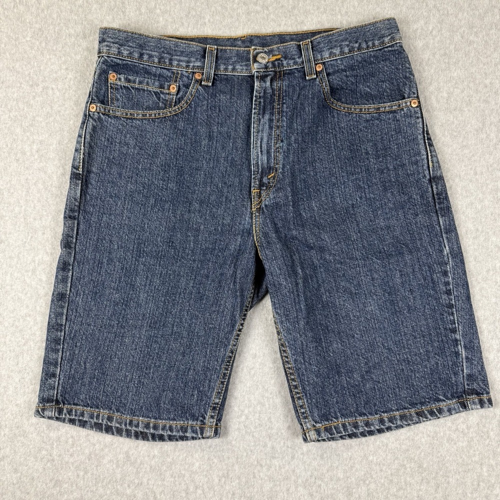 Levi's 505 Denim Jean Shorts Jorts Blue Medium Wash Men's Size 33 10" Inseam Y2K